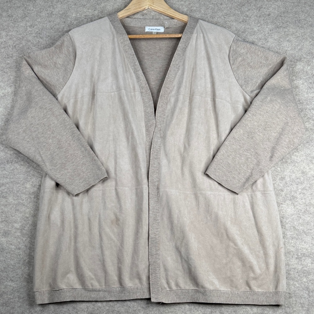 Calvin Klein Light Taupe Open-Front Cardigan